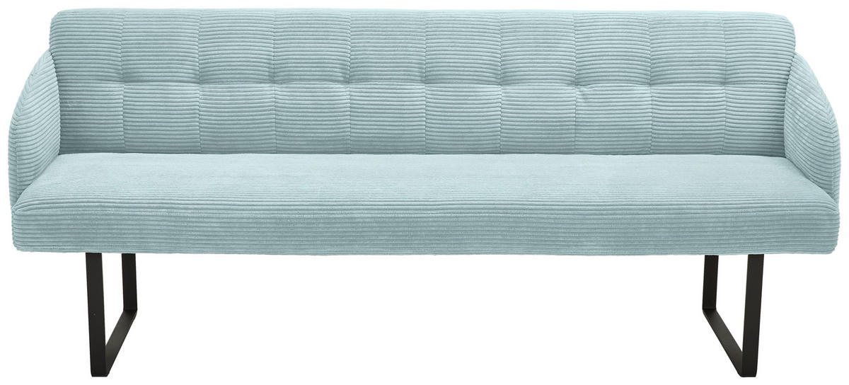 SITZBANK 217/85/69 cm Cord Hellblau Metall  - Schwarz/Hellblau, Design, Textil/Metall (217/85/69cm) - Musterring