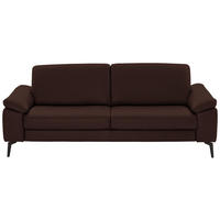 3-SITZER-SOFA in Echtleder Braun  - Schwarz/Braun, Design, Leder/Metall (224/88/100cm) - Valdera