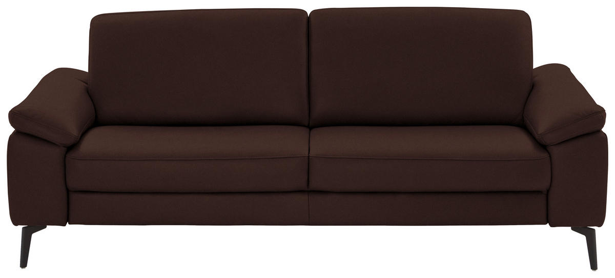 3-SITZER-SOFA in Echtleder Braun  - Schwarz/Braun, Design, Leder/Metall (224/88/100cm) - Valdera