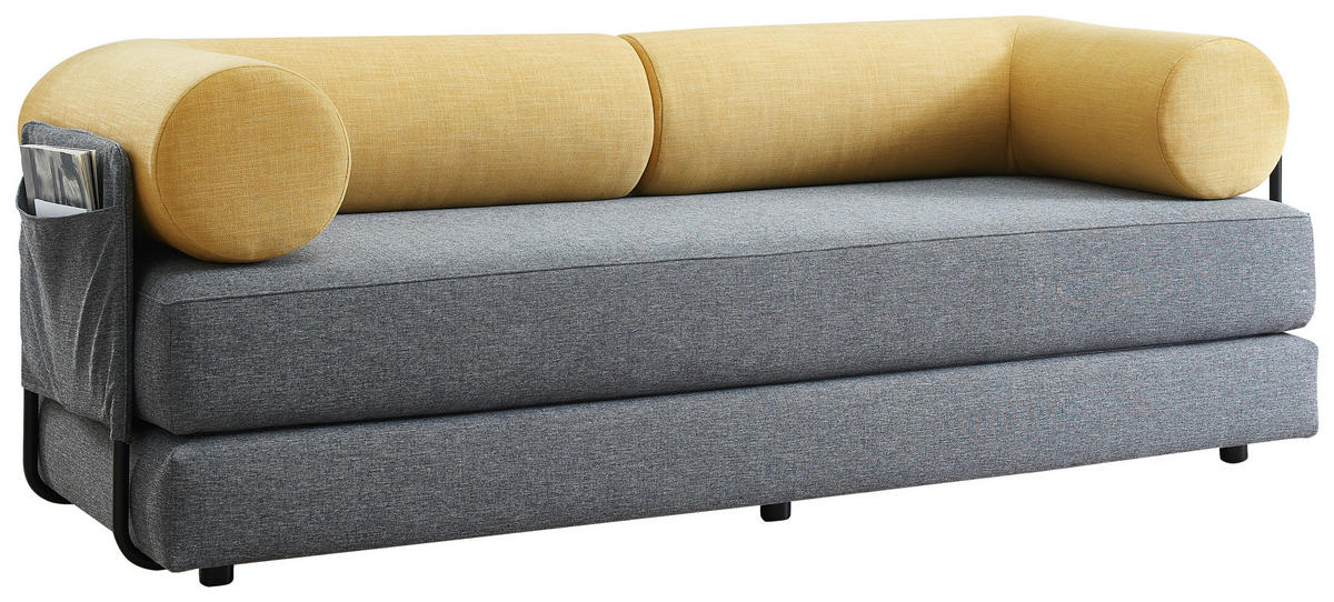 SCHLAFSOFA in Textil Gelb, Grau  - Gelb/Schwarz, Design, Kunststoff/Textil (202/74/81cm) - Bali