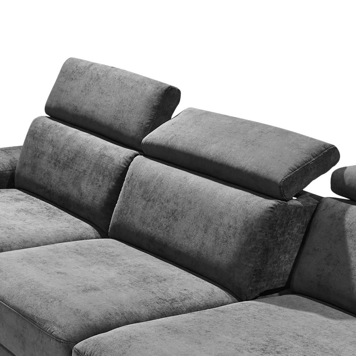 ECKSOFA in Webstoff Anthrazit  - Anthrazit/Silberfarben, Konventionell, Textil/Metall (260/82/182cm) - Trendmanufaktur