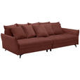 BIGSOFA  in Webstoff Dunkelrot  - Schwarz/Dunkelrot, KONVENTIONELL, Textil/Metall (282/94/127cm) - Ambia Home