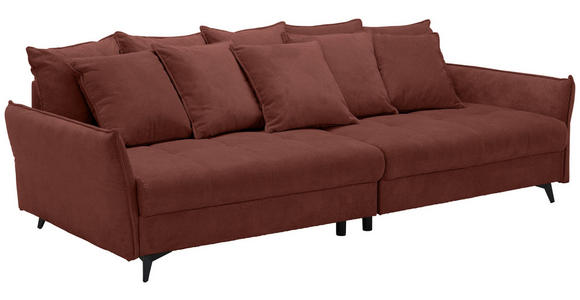BIGSOFA  in Webstoff Dunkelrot  - Schwarz/Dunkelrot, KONVENTIONELL, Textil/Metall (282/94/127cm) - Ambia Home
