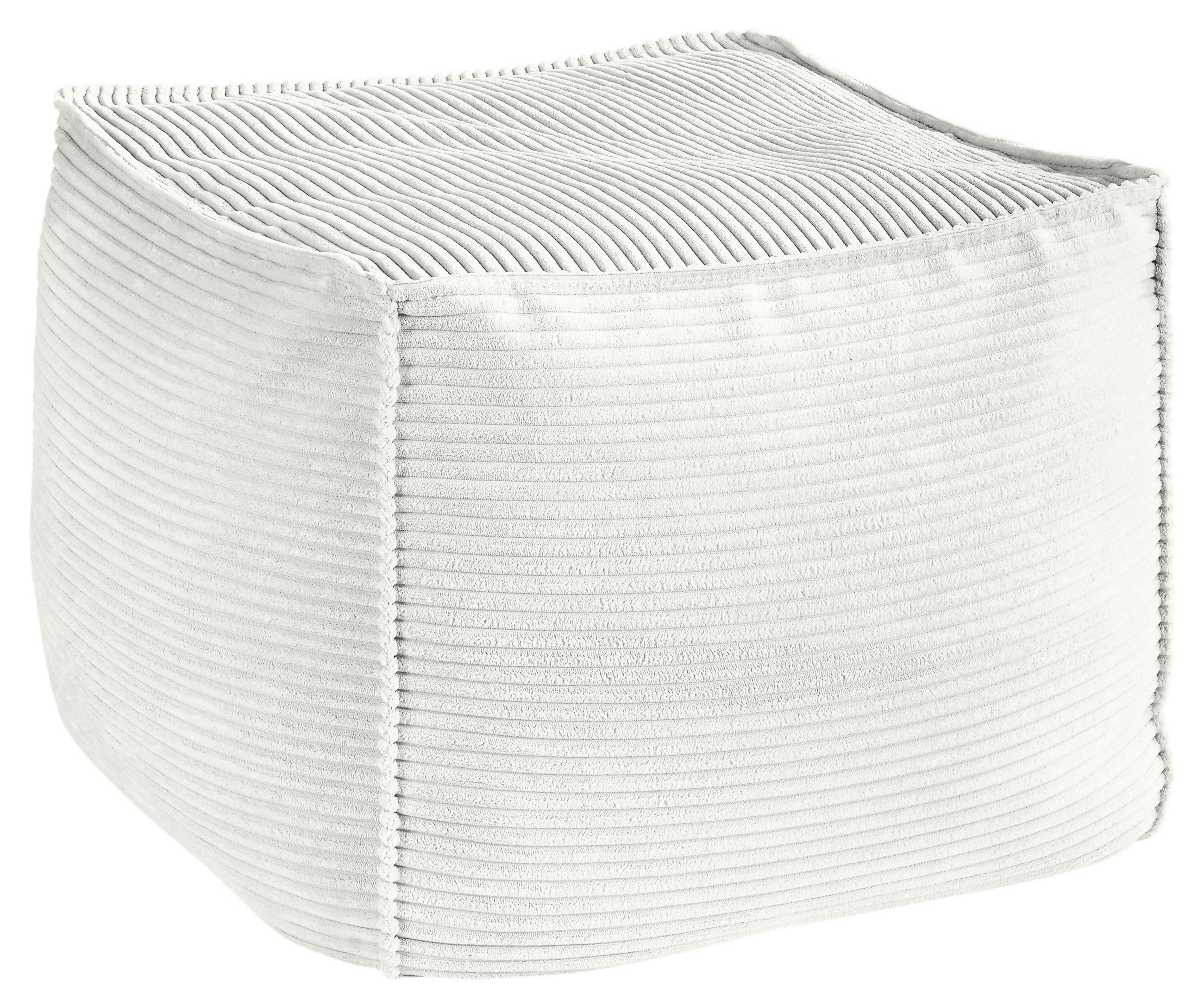 POUF Weiss Textil  - Weiss, Konventionell, Textil (66/40/66cm) - Hom`in