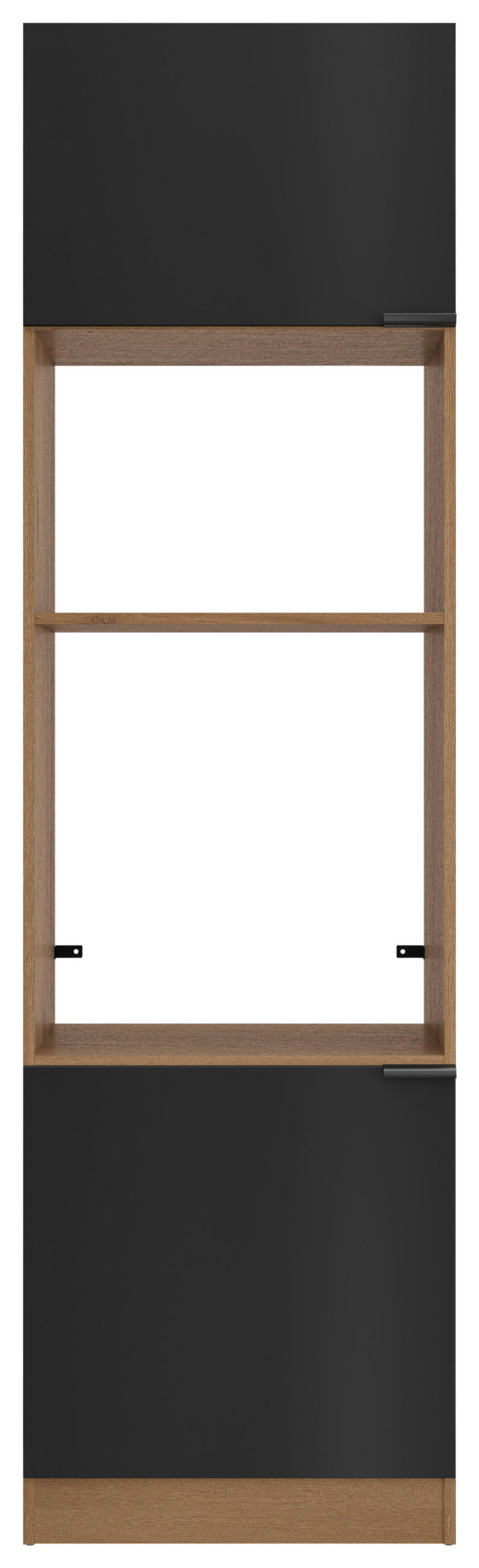 GERÄTEUMBAUSCHRANK 60/211/58 cm  in Schwarz, Eichefarben  - Eichefarben/Schwarz, Basics, Holzwerkstoff/Metall (60/211/58cm) - MID.YOU