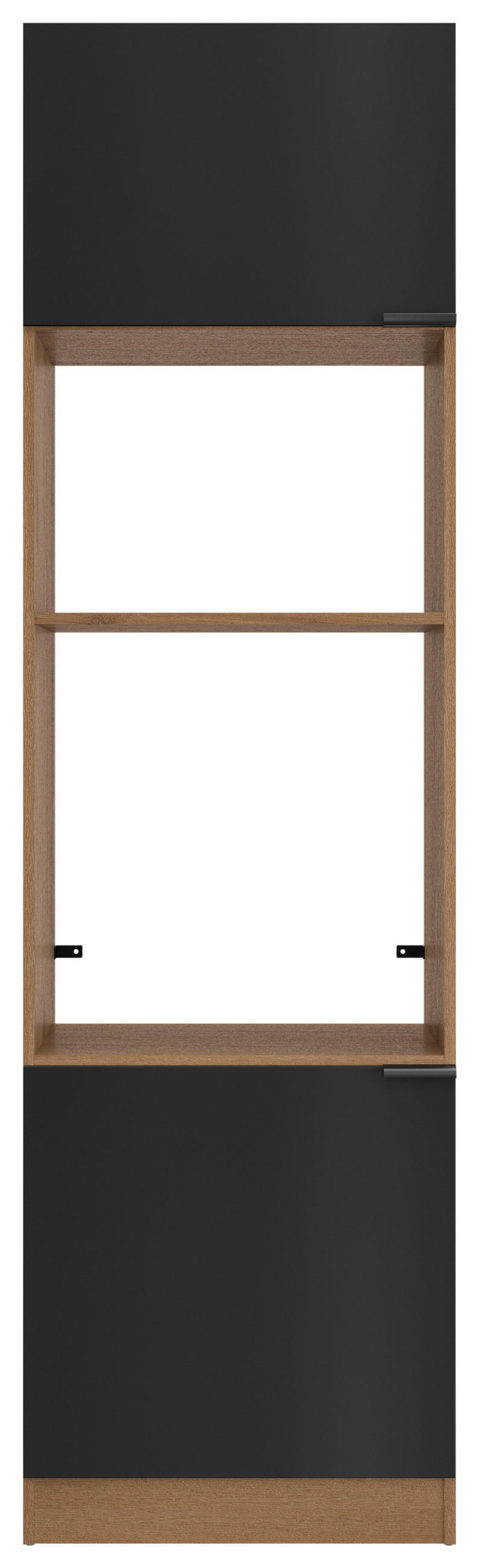 Thumbnail - Mid.you Geräteumbauschrank Eden, Schwarz, Eiche, Metall, Holzoptik, 2 Fächer, einzeln stellbar, 60x211x58 cm, individuel...