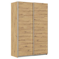 SCHWEBETÜRENSCHRANK  in Eiche Artisan  - Alufarben/Eiche Artisan, KONVENTIONELL, Holzwerkstoff/Metall (136/229/62cm) - Xora