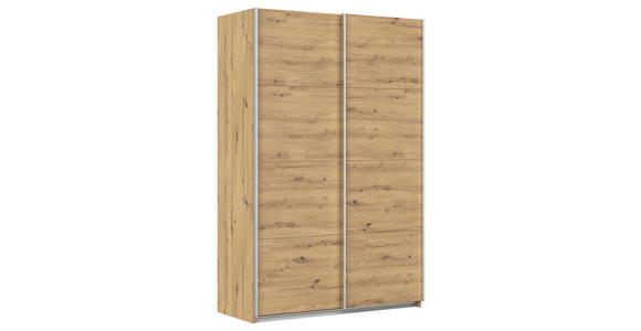 SCHWEBETÜRENSCHRANK  in Eiche Artisan  - Alufarben/Eiche Artisan, KONVENTIONELL, Holzwerkstoff/Metall (181/210/62cm) - Xora