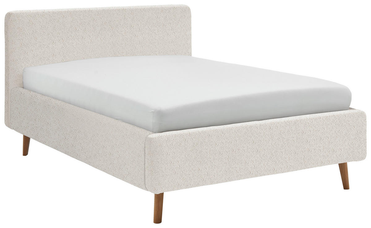 POLSTERBETT 140/200 cm  in Creme  - Eichefarben/Creme, Design, Holz/Textil (140/200cm) - MID.YOU