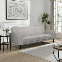 SCHLAFSOFA AARHUS in Webstoff Hellgrau Skandinavisch, Modern  - Hellgrau/Braun, Basics, Holz/Textil (213/81/86cm) - Livetastic