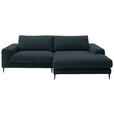 ECKSOFA  in Flachgewebe Petrol  253/177 cm  - Petrol/Schwarz, Design, Textil/Metall (253/177cm) - Dieter Knoll