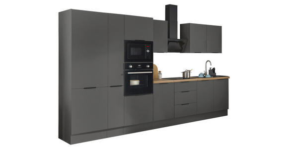 KÜCHENBLOCK in Graphitfarben - Schwarz/Graphitfarben, Basics, Holzwerkstoff/Metall (360/211/60cm) - Xora