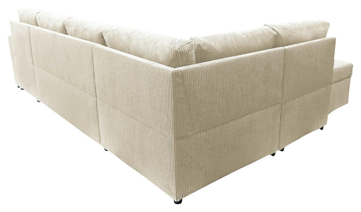 WOHNLANDSCHAFT in Cord Beige  - Beige/Schwarz, Design, Kunststoff/Textil (212/297/155cm) - MID.YOU