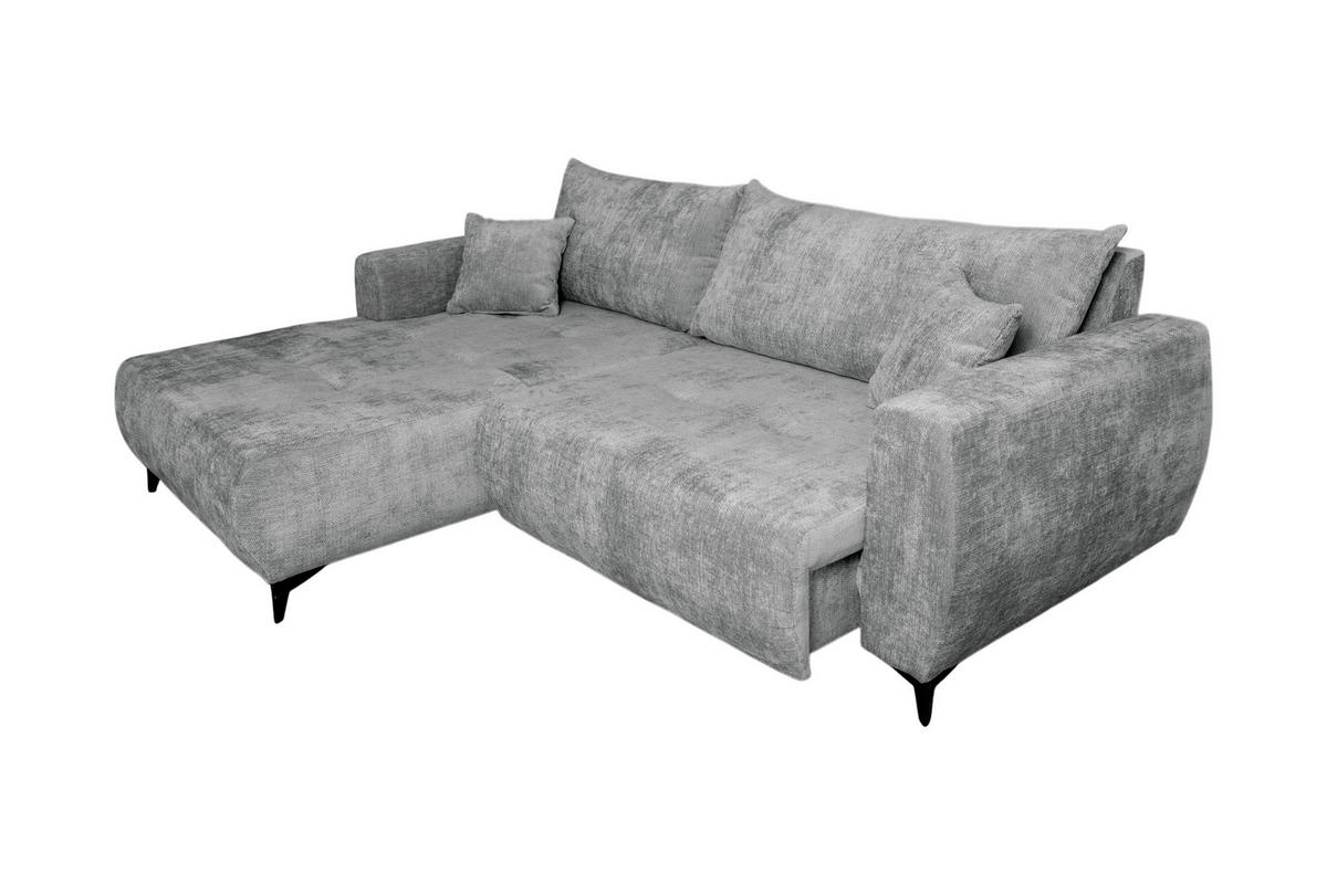 ECKSOFA BELARO Grau Chenille  - Schwarz/Grau, Design, Textil/Metall (177/246cm) - P & B