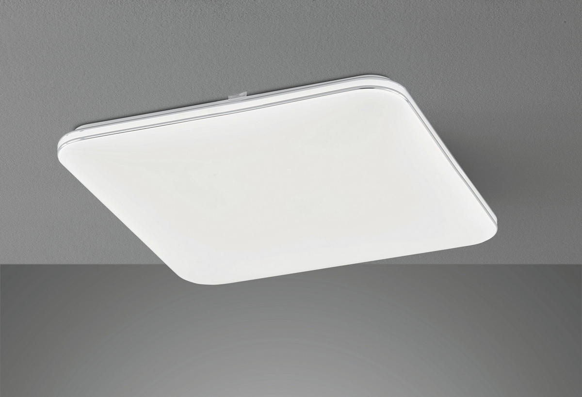 LED-DECKENLEUCHTE Porto 48,5/48,5/5 cm   - Chromfarben/Weiß Hochglanz, Basics, Glas (48,5/48,5/5cm) - Fischer & Honsel