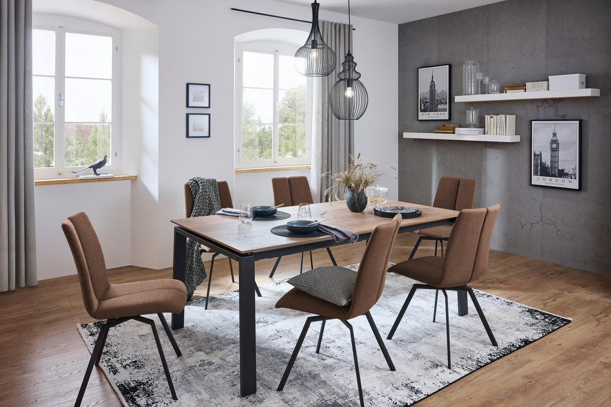 STUHL  Lederauswahl, Stoffauswahl, Typenauswahl Struktur  - Anthrazit/Altrosa, Design, Textil/Metall (50/92/64cm) - Venjakob