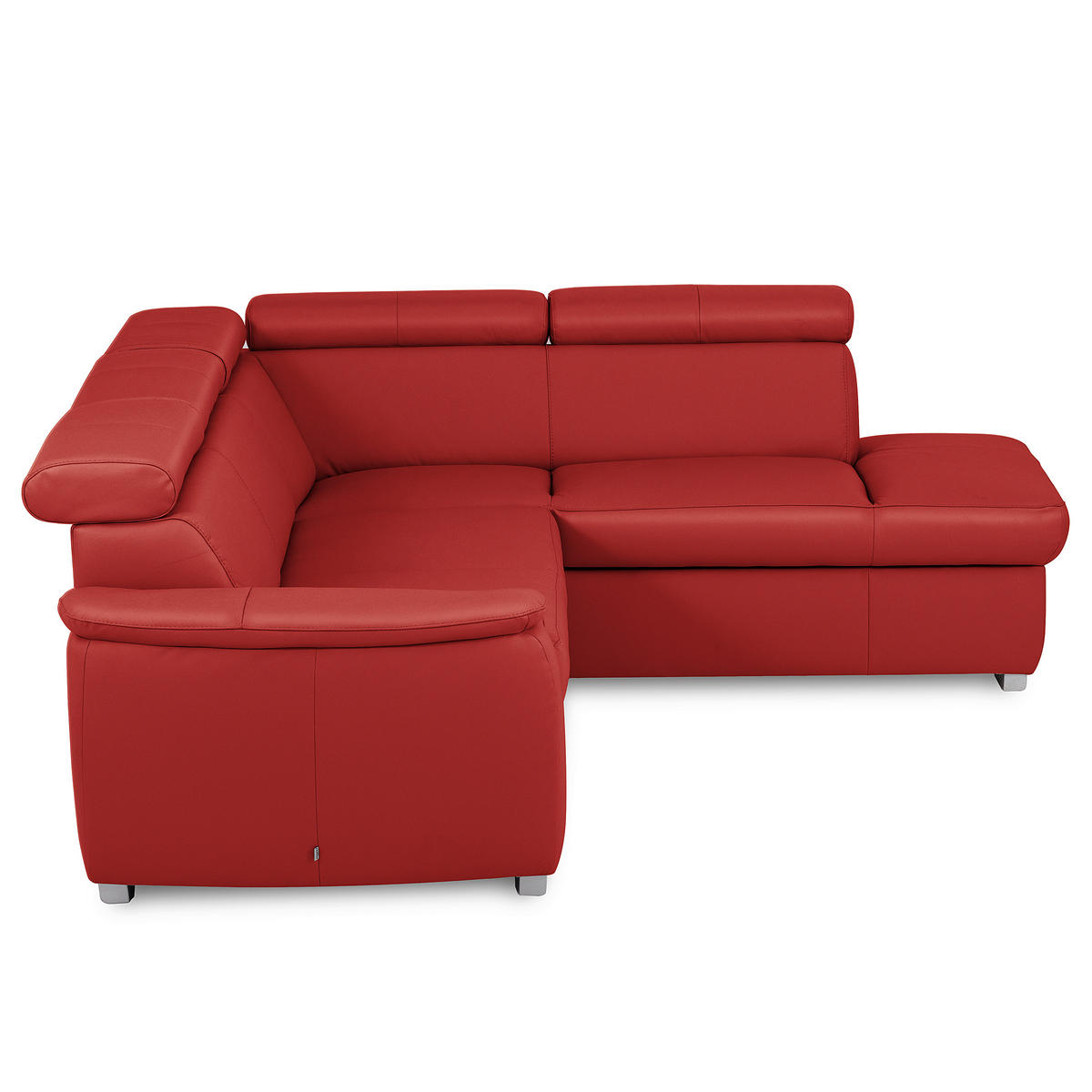 ECKSOFA  in Lederlook Echtleder Rot  - Silberfarben/Rot, Leder/Holz (262/211cm) - Celina Home
