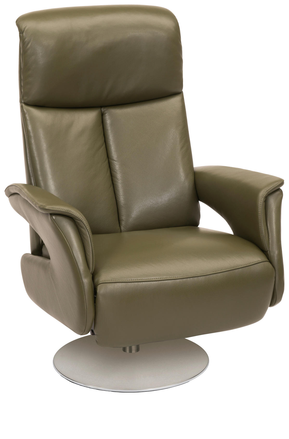 RELAXSESSEL in Leder Dunkelgrün  - Chromfarben/Dunkelgrün, Design, Leder/Metall (78/108/89cm) - Welnova