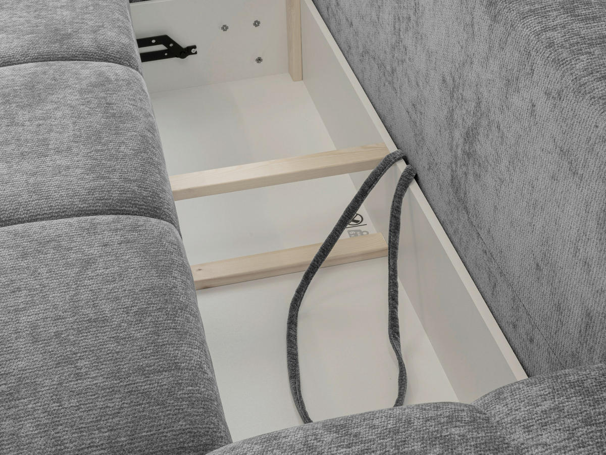 ECKSOFA  in Chenille Grau  - Chromfarben/Schwarz, KONVENTIONELL, Kunststoff/Textil (183/290cm) - Xora