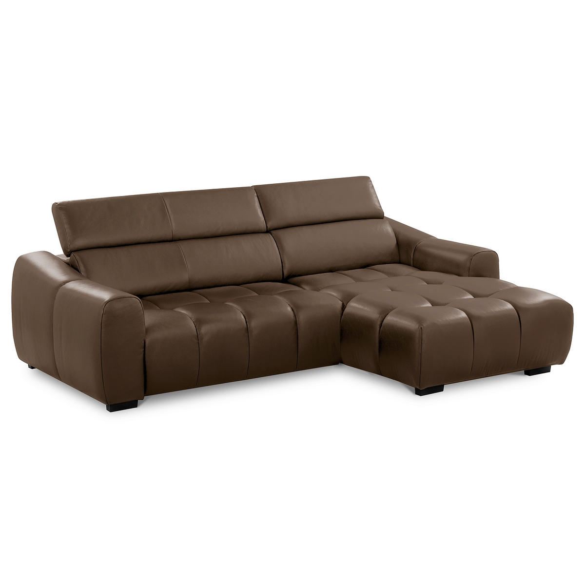 ECKSOFA  Echtleder Braun  - Schwarz/Braun, Design, Leder/Kunststoff (274/177cm) - Livetastic