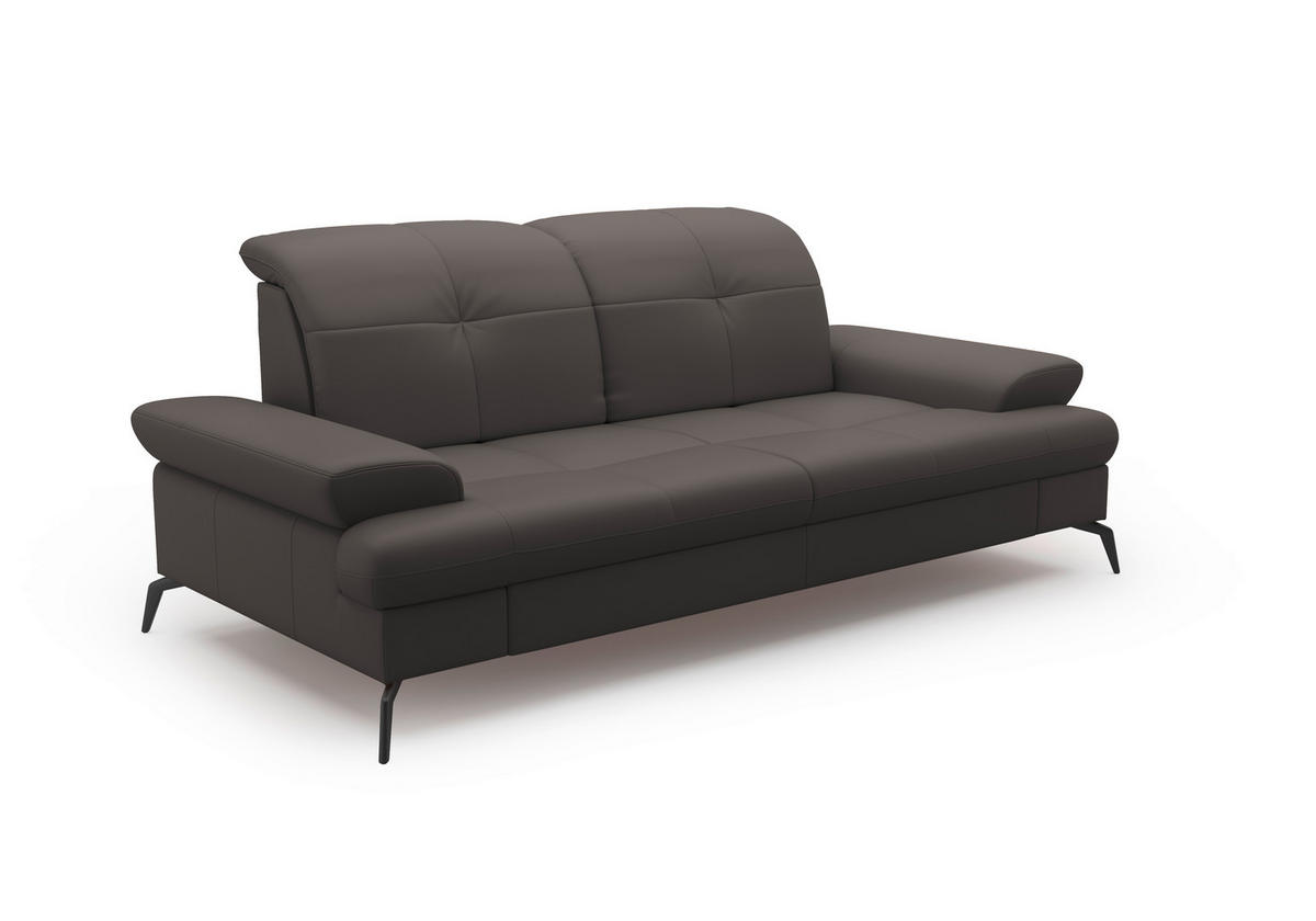2,5-SITZER in Echtleder Mokka  - Schwarz/Mokka, Konventionell, Leder/Metall (202/90/122cm) - Sit & More