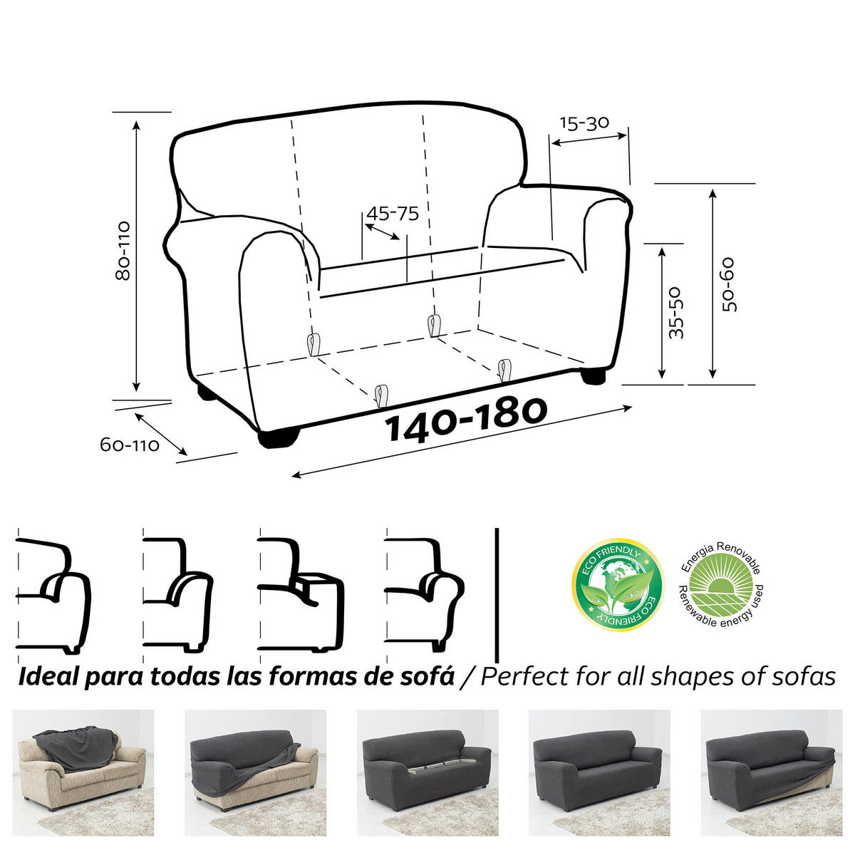 NAVLAKA ZA DVOSED  NORA  - svetlosiva, Konvencionalno, tekstil (140-180/80-110/60-110cm) - Novel
