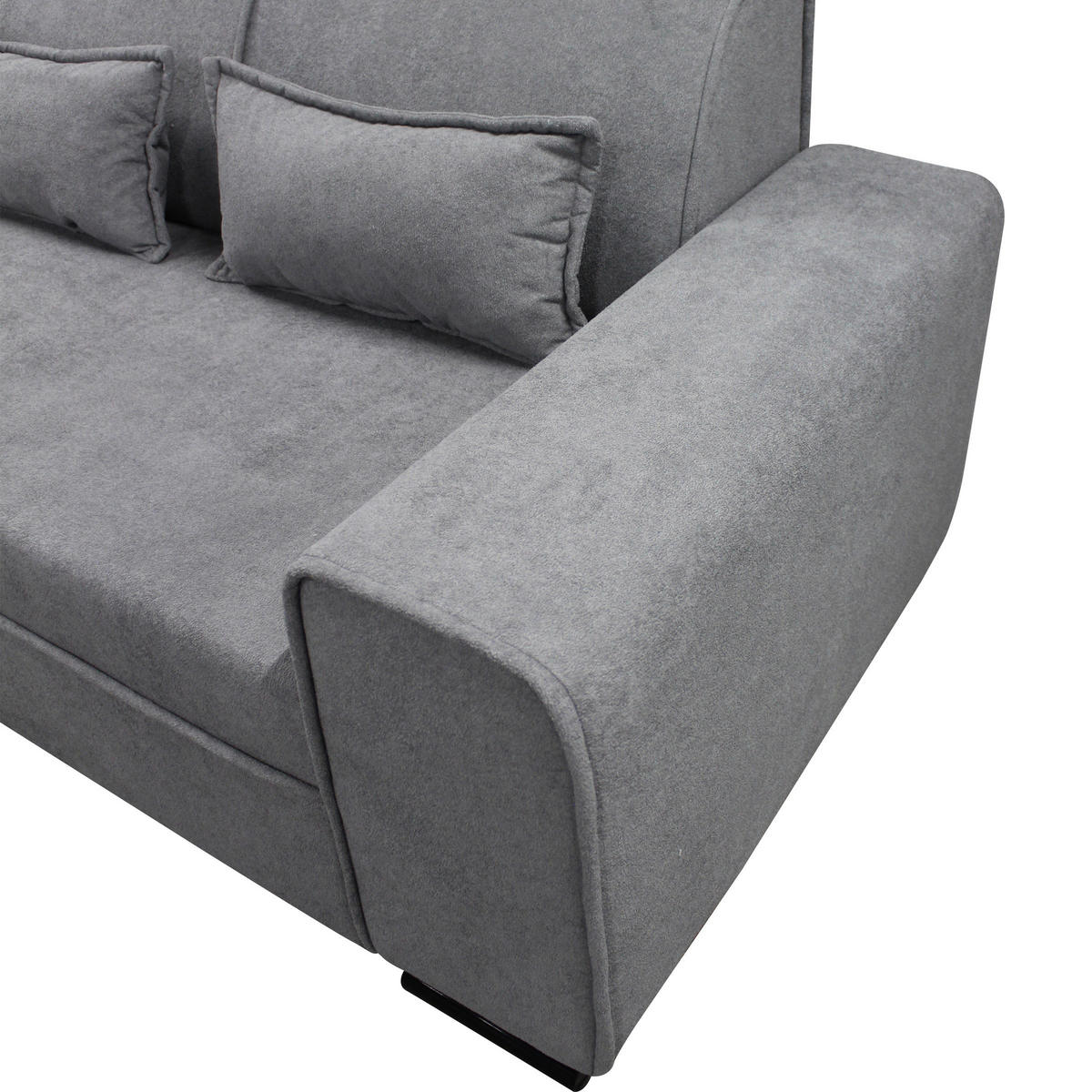 ECKSOFA in Struktur, Bouclé Grau  - Schwarz/Grau, Design, Kunststoff/Textil (175/270cm) - MID.YOU
