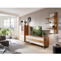 WOHNWAND  in Weiss, Eichefarben 341/205,5/54,2 cm  - Weiss/Eichefarben, Design, Glas/Holz (341/205,5/54,2cm) - Valnatura