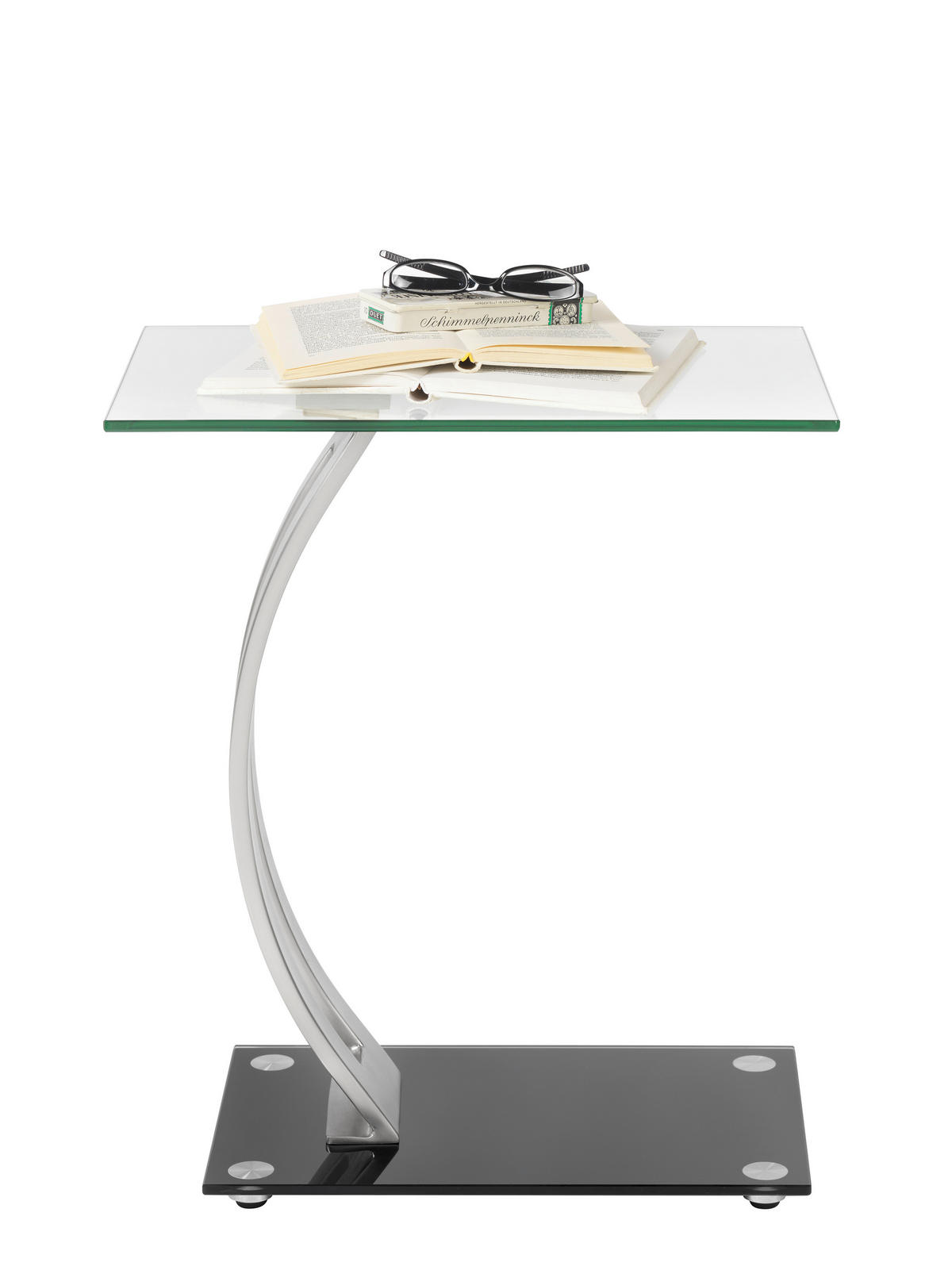 BEISTELLTISCH 30,5/45,7/54,6 cm Klar, Schwarz, Silberfarben rechteckig  - Klar/Silberfarben, Design, Glas/Metall (30,5/45,7/54,6cm) - Xora