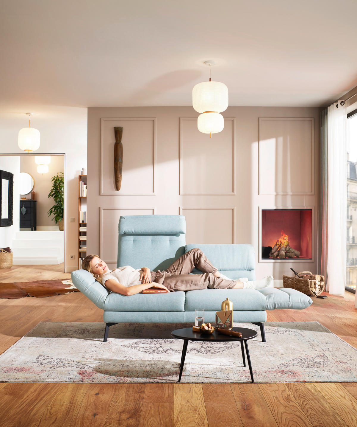 2-SITZER-SOFA Flachgewebe Blau  - Blau/Schwarz, Design, Textil/Metall (178-226/83-113/96-177cm) - Dieter Knoll