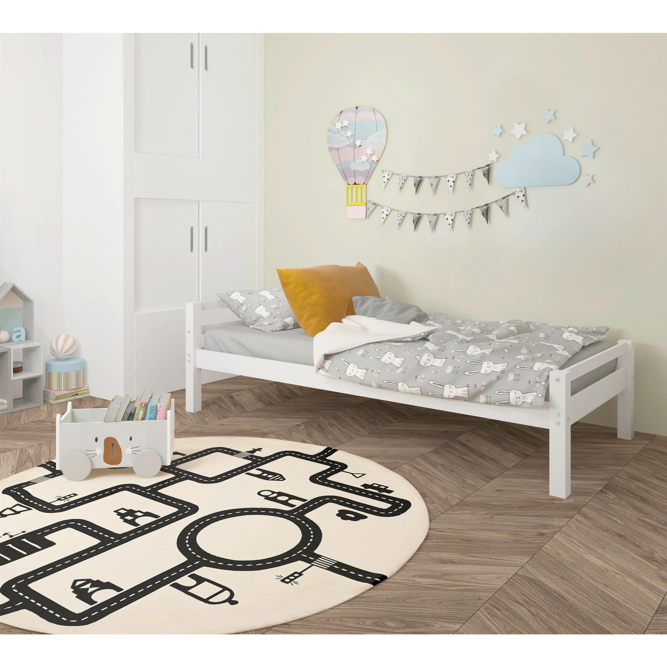 BETT 90/200 cm  in Weiß  - Naturfarben/Weiß, Design, Holz (90/200cm) - MID.YOU