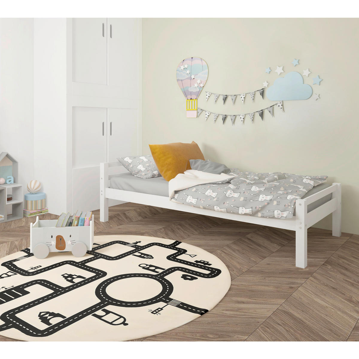 BETT 90/200 cm  in Weiß  - Naturfarben/Weiß, Design, Holz (90/200cm) - MID.YOU