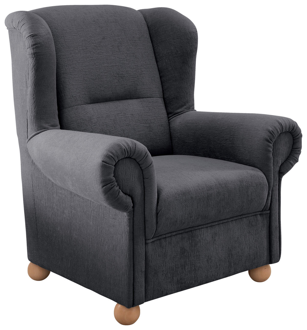 OHRENSESSEL in Mikrofaser Anthrazit  - Wildeiche/Anthrazit, Konventionell, Holz/Textil (92/102/89cm) - Livetastic