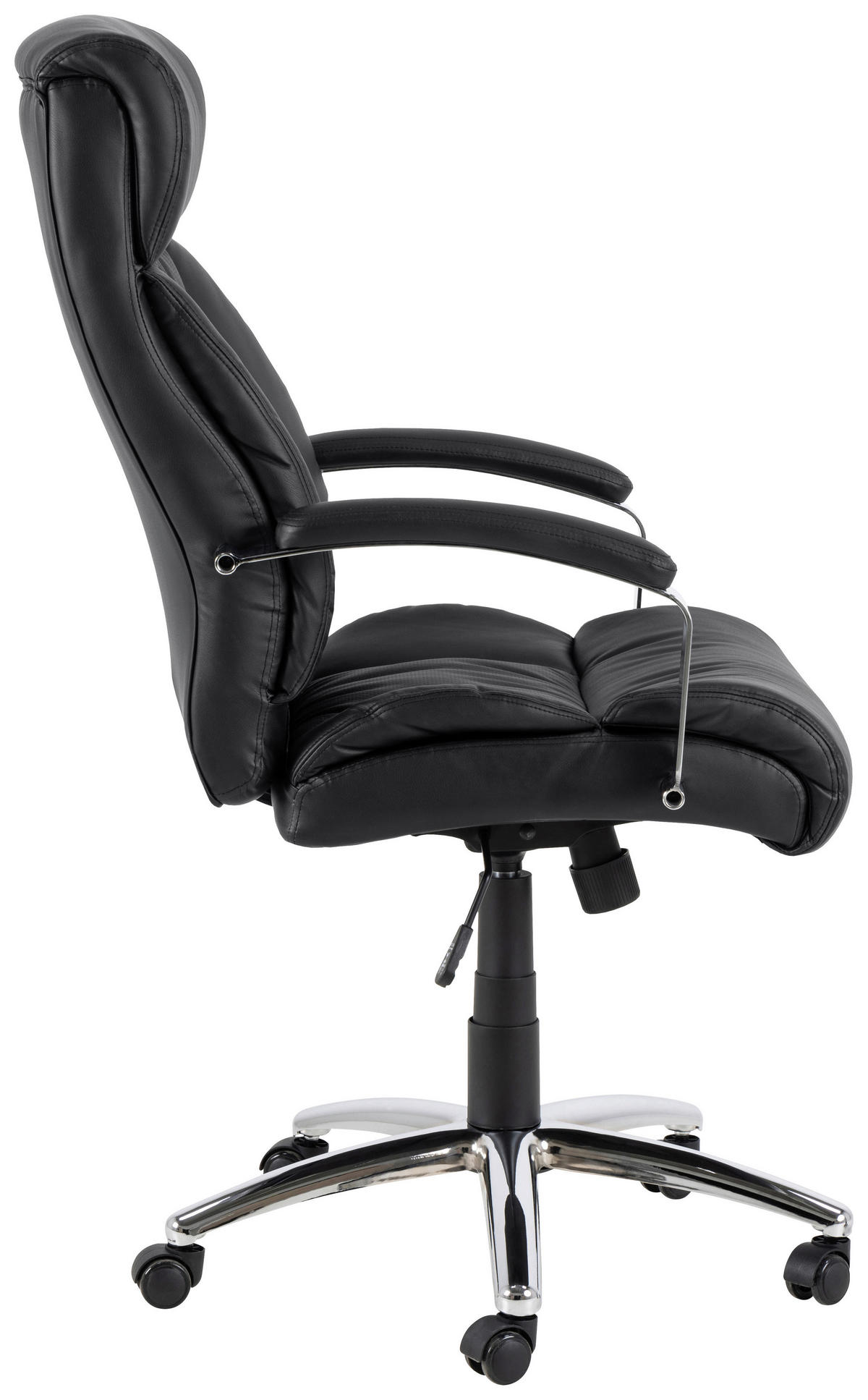 CHEFSESSEL  in Lederlook, Lederlook (vegan) Schwarz  - Chromfarben/Schwarz, Design, Textil/Metall (64,5/120/83cm) - MID.YOU