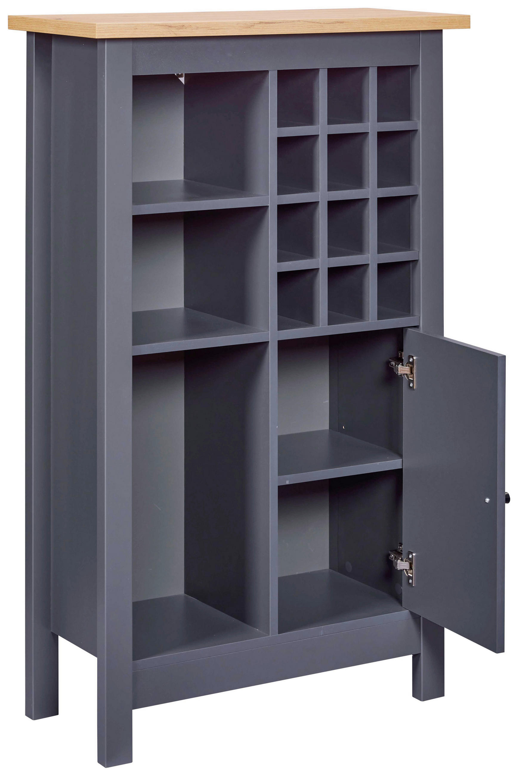 WEINSCHRANK - Anthrazit/Schwarz, MODERN, Holzwerkstoff/Kunststoff (76,8/124,4/33cm) - home24