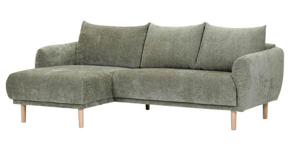 ECKSOFA Olivgrün Flachgewebe - Buchefarben/Olivgrün, KONVENTIONELL, Holz/Textil (144/230cm) - Carryhome