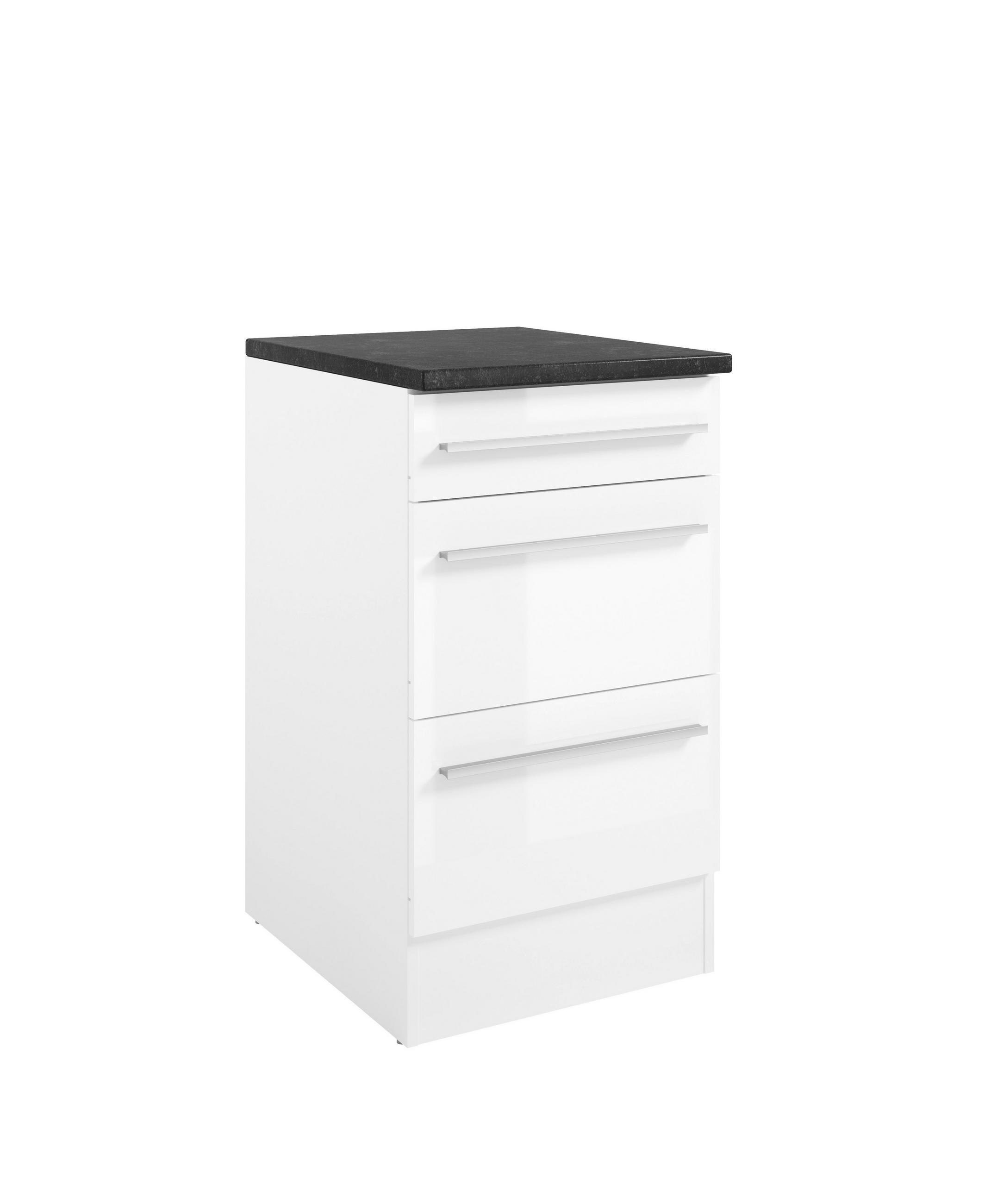 SCHUBKASTENUNTERSCHRANK 50/90/60 cm  in Weiß, Weiß Hochglanz  - Weiß Hochglanz/Silberfarben, Design, Holzwerkstoff/Kunststoff (50/90/60cm) - P & B