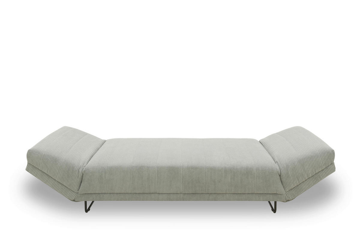 SCHLAFSOFA in Cord, Mikrofaser Hellgrau  - Hellgrau/Schwarz, Design, Textil/Metall (210/95/97cm) - MID.YOU