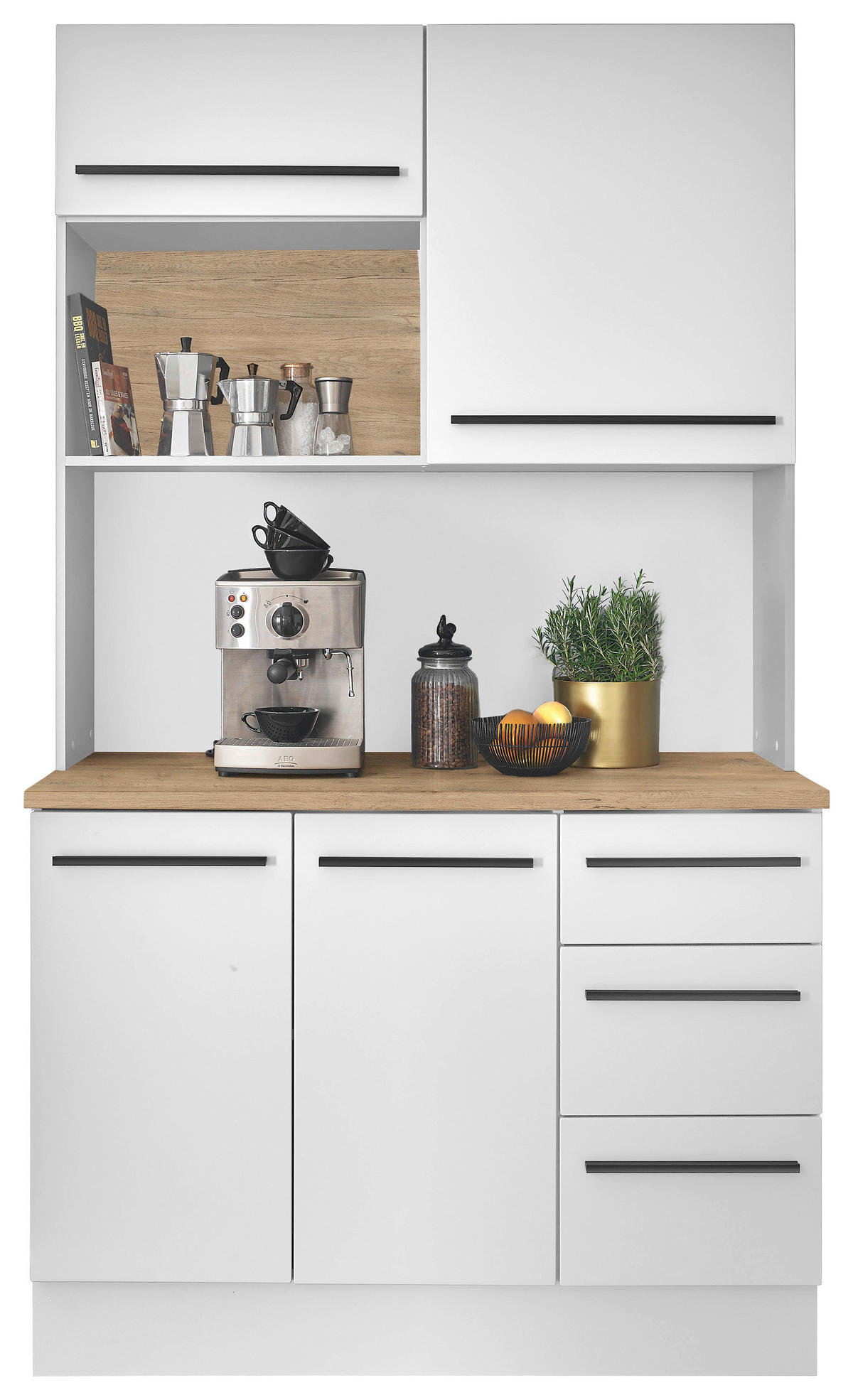 BUFFET 120/211/60 cm  in  - Weiß Hochglanz/Schwarz, Design, Holzwerkstoff/Kunststoff (120/211/60cm) - MID.YOU