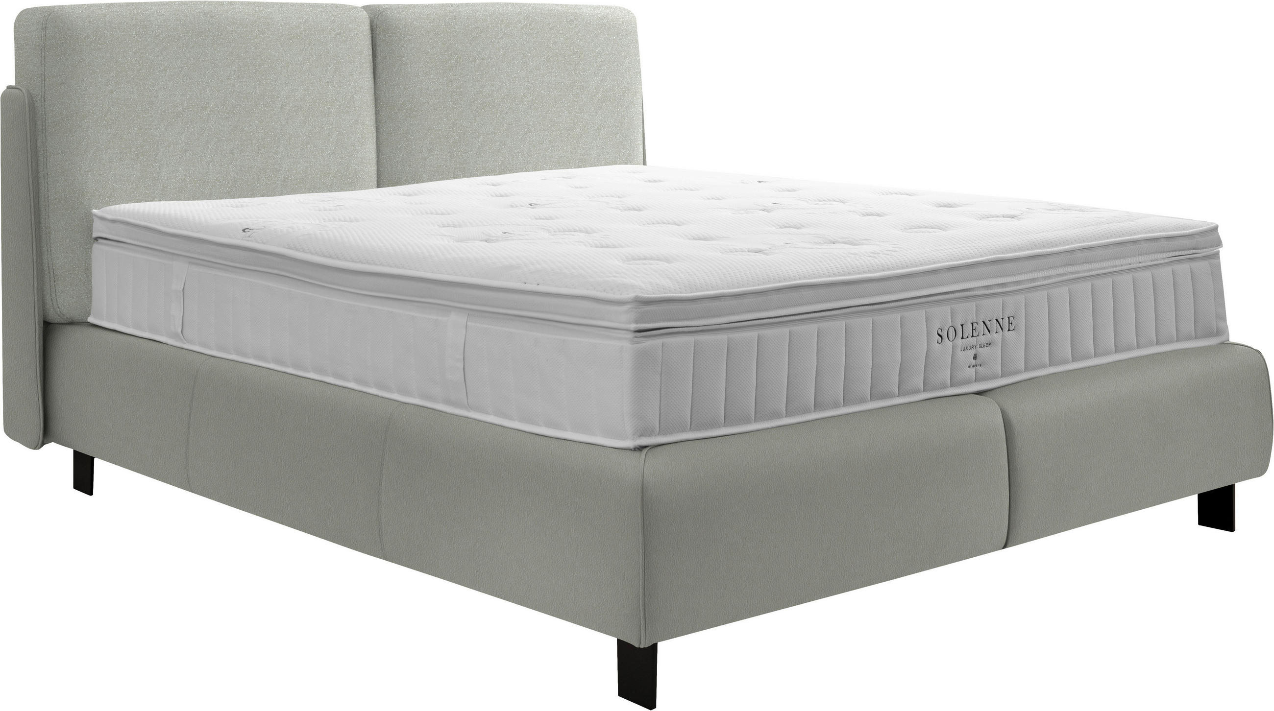 BOXSPRINGBETT 160/200 cm  in Hellgrau  - Hellgrau/Schwarz, Design, Textil/Metall (160/200cm) - Johann Jakob