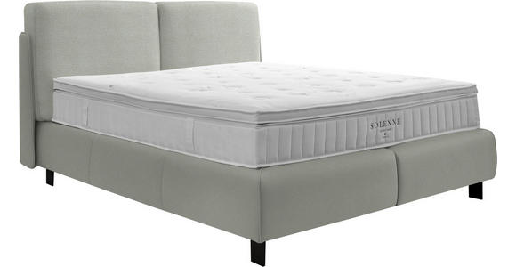BOXSPRINGBETT 180/200 cm  in Hellgrau  - Hellgrau/Schwarz, Design, Textil/Metall (180/200cm) - Johann Jakob