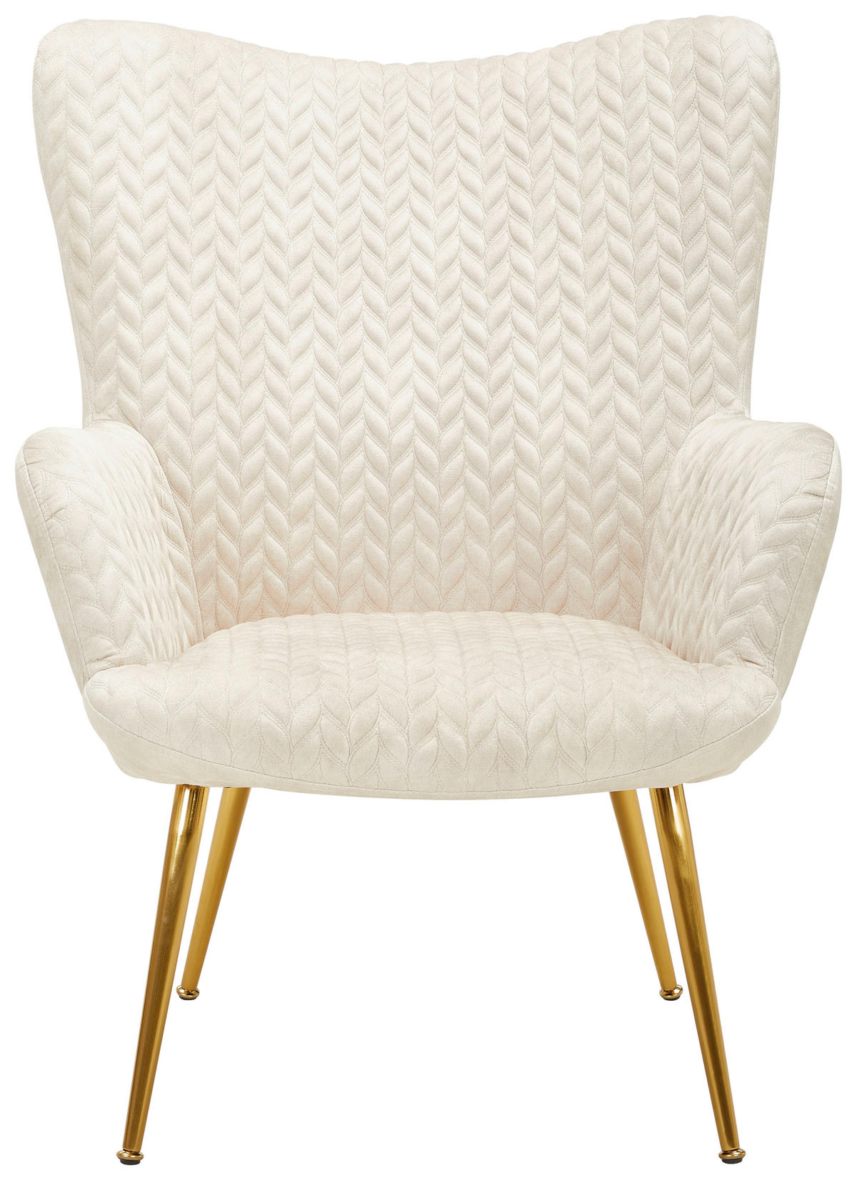 KRESLO UŠIAK, kov, textil, béžová - zlatá/béžová, Design, kov/textil (74/96/83cm) - Ambia Home