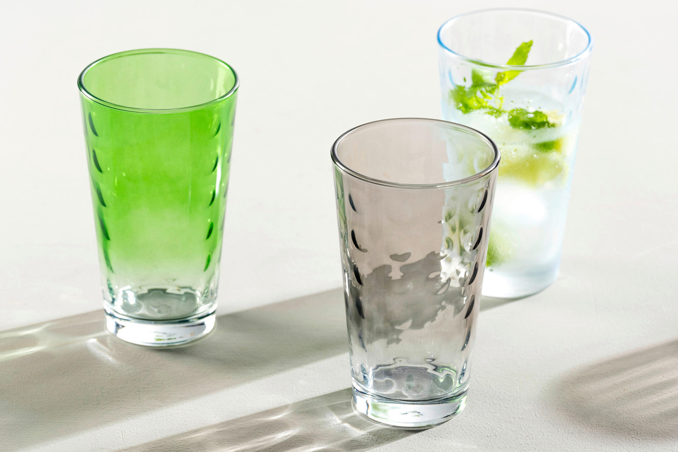 GLÄSERSET Optic 4-teilig  - Grau, Basics, Glas (9,20/15,50/9,20cm) - Leonardo