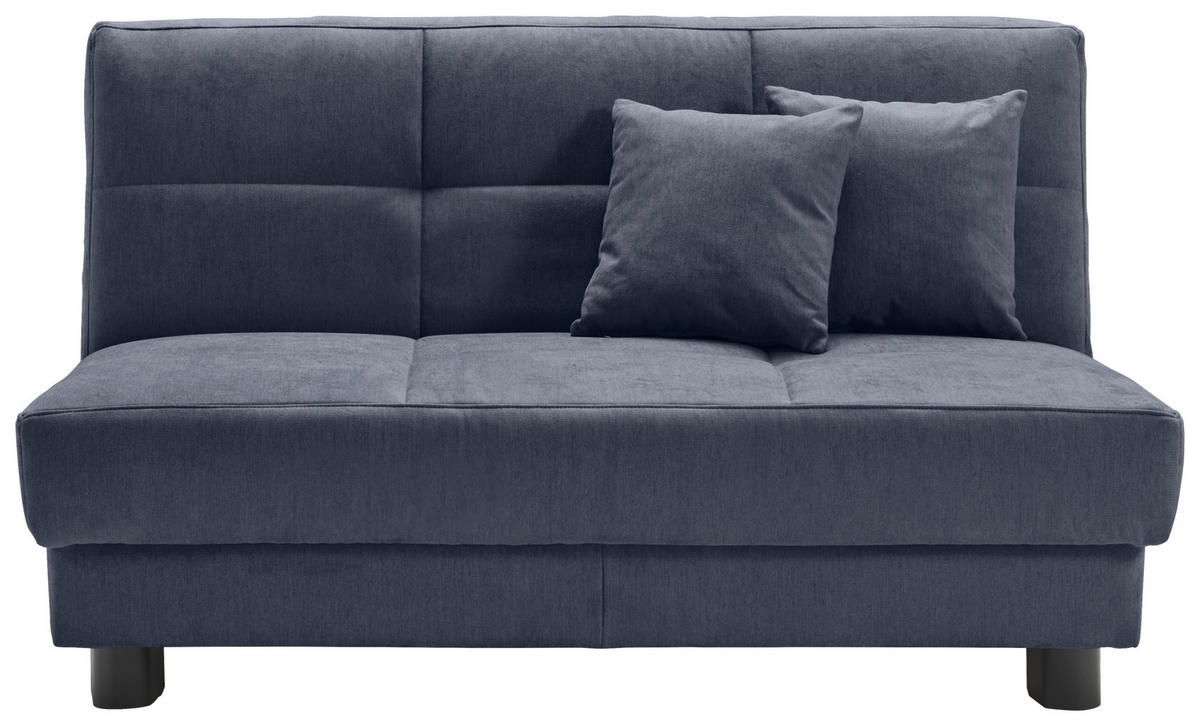 SCHLAFSOFA Mikrovelours Dunkelblau  - Schwarz/Dunkelblau, KONVENTIONELL, Textil/Metall (145/85/100cm) - Carryhome