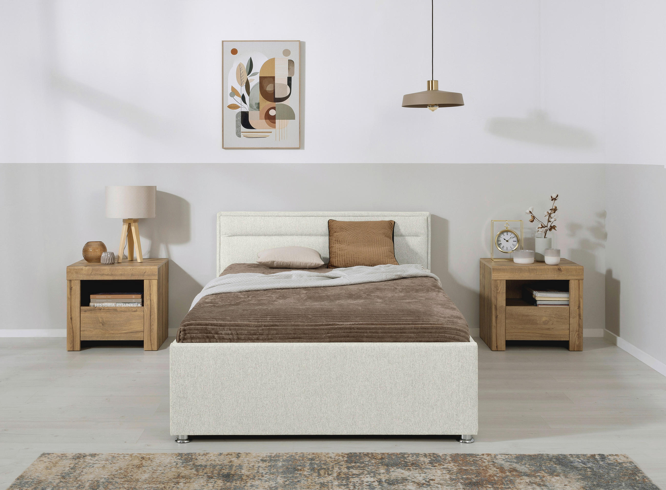 OBLAZINJENA POSTELJA 120 cm   x 200 cm  , les, kovina, umetna masa, tekstil krem barve  - krem barve, Moderno, kovina/umetna masa (120/200cm) - Livetastic