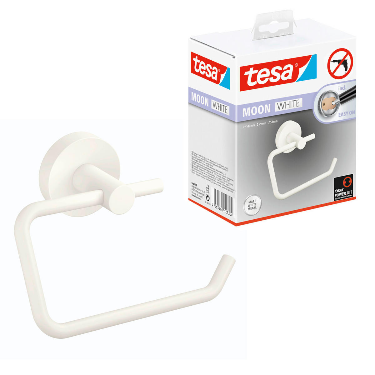 TOILETTENPAPIERHALTER - Weiß, Basics, Metall (14/10/5cm) - Tesa