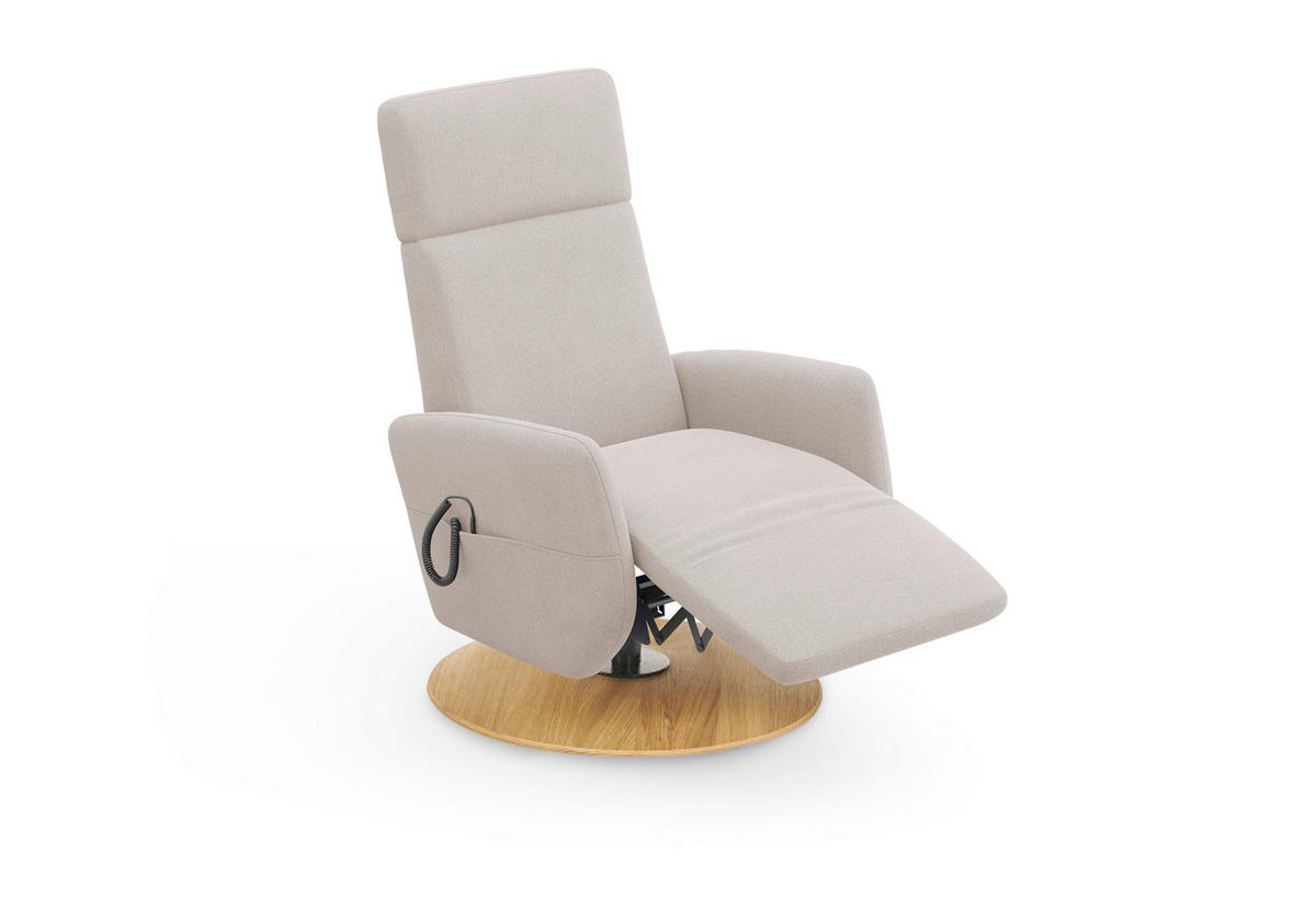 RELAXSESSEL Flachgewebe Aufstehhilfe    - Greige/Eichefarben, KONVENTIONELL, Holz/Textil (71/110/82cm) - Sit & More