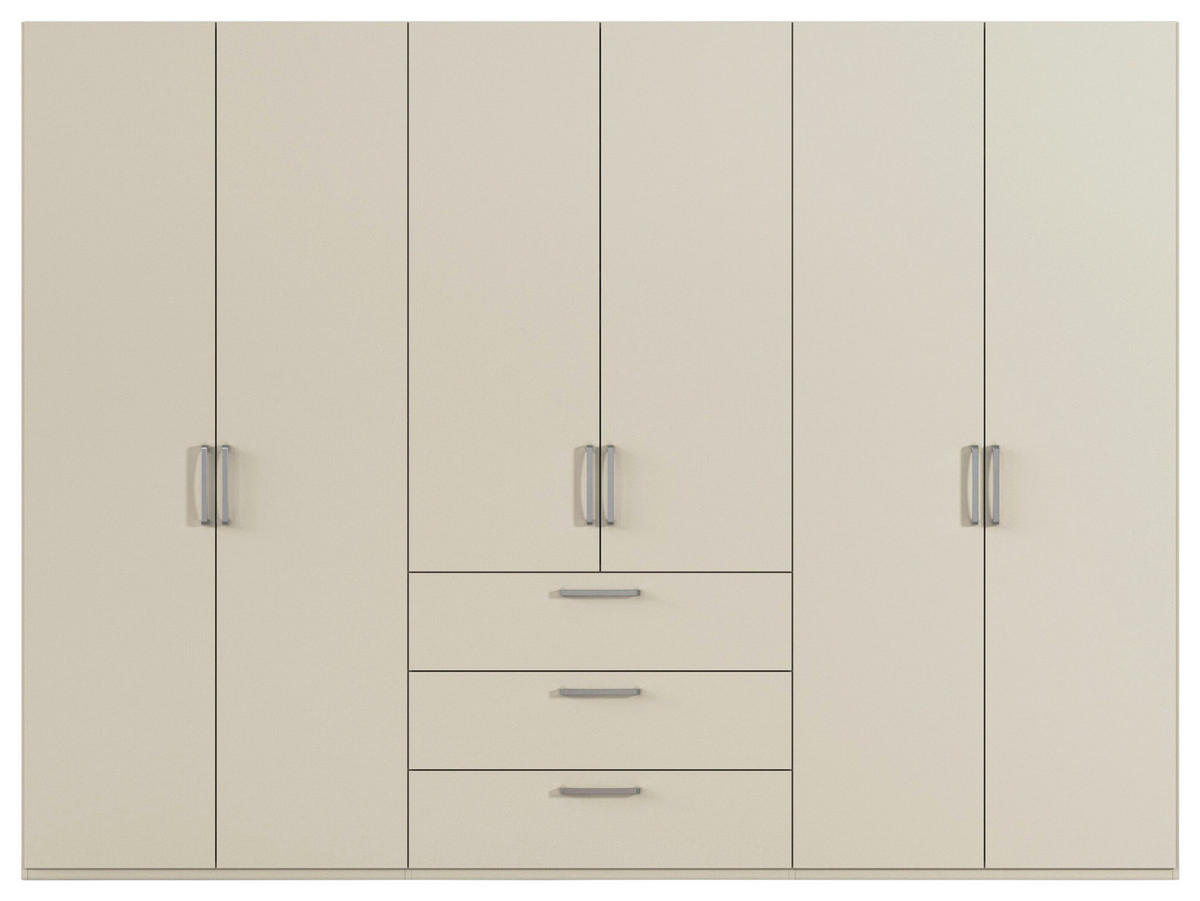 DREHTÜRENSCHRANK 301/223/61 cm,  in Champagner, 6-türig  - Edelstahlfarben/Champagner, Basics, Holzwerkstoff/Metall (301/223/61cm) - Novel