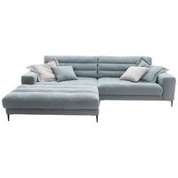 ECKSOFA Hellblau Flachgewebe  - Schwarz/Hellblau, Design, Textil/Metall (207/296cm) - Dieter Knoll