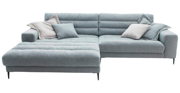 ECKSOFA Hellblau Flachgewebe  - Schwarz/Hellblau, Design, Textil/Metall (207/296cm) - Dieter Knoll